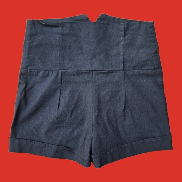 Y2K Black Micro Dress Shorts Size M Ultra High Waisted Office Siren Corpcore Emo - Picture 3 of 7